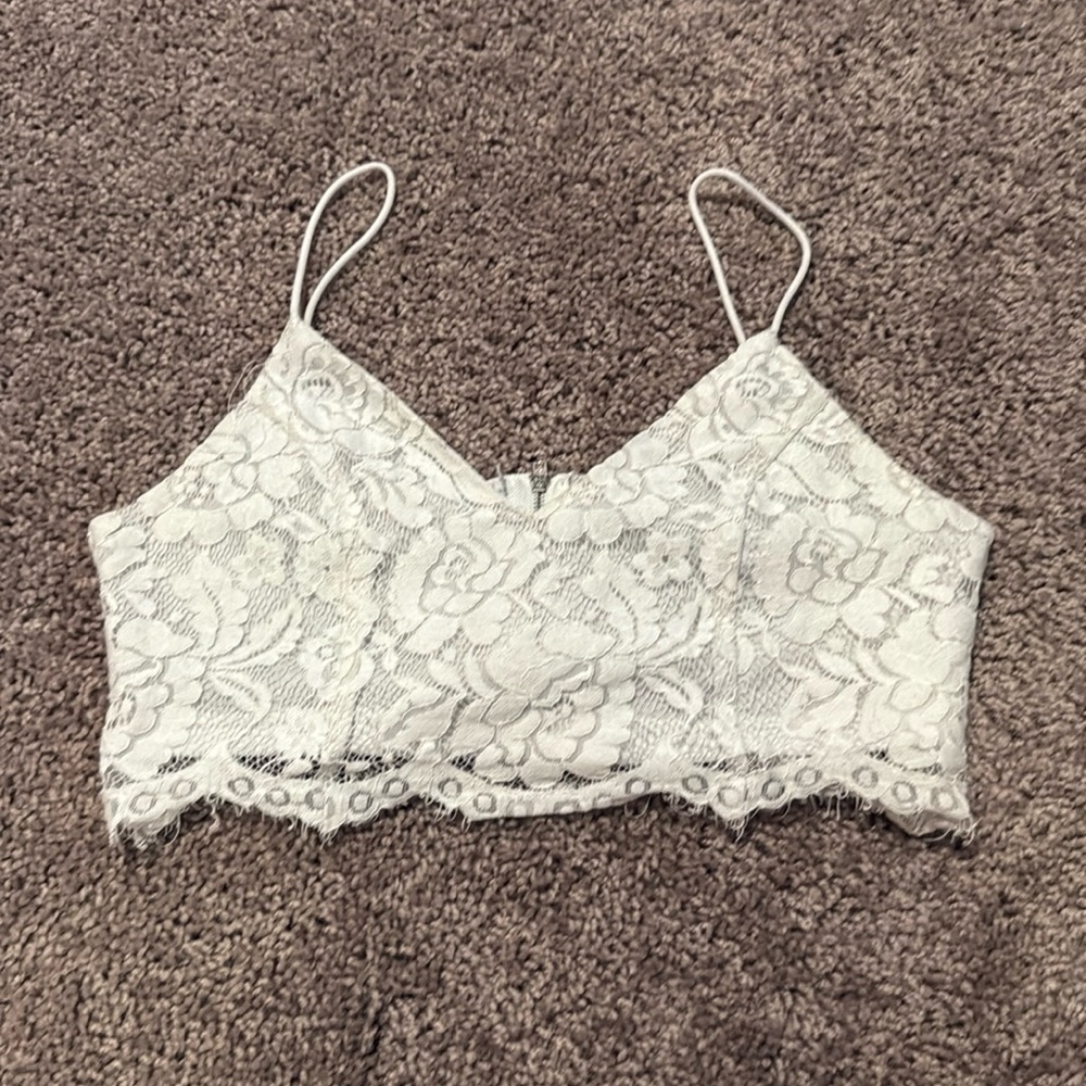 White Lace Crop Top